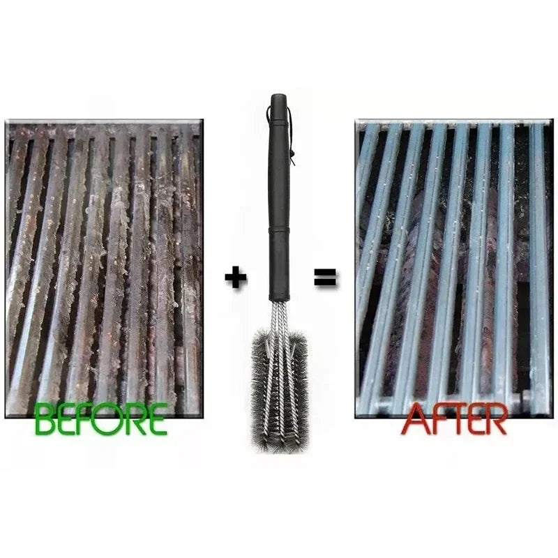 Escova de limpeza de grelha ferramenta para churrasco escova de grelha 3 escovas de aço inoxidável em 1 limpeza acessórios para churrasco melhor limpador churrasco