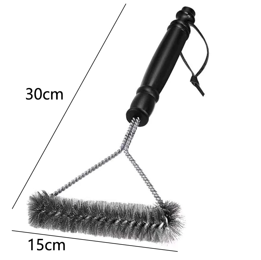 Escova de aço para churrasco, grelha e raspador, escova de limpeza de churrasco, ferramentas perfeitas, escova de limpeza de grelha, acessórios ideais para churrasco, antiaderente
