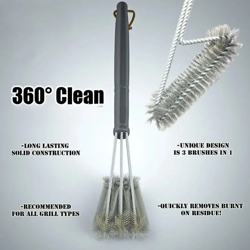 Escova de limpeza de grelha ferramenta para churrasco escova de grelha 3 escovas de aço inoxidável em 1 limpeza acessórios para churrasco melhor limpador churrasco
