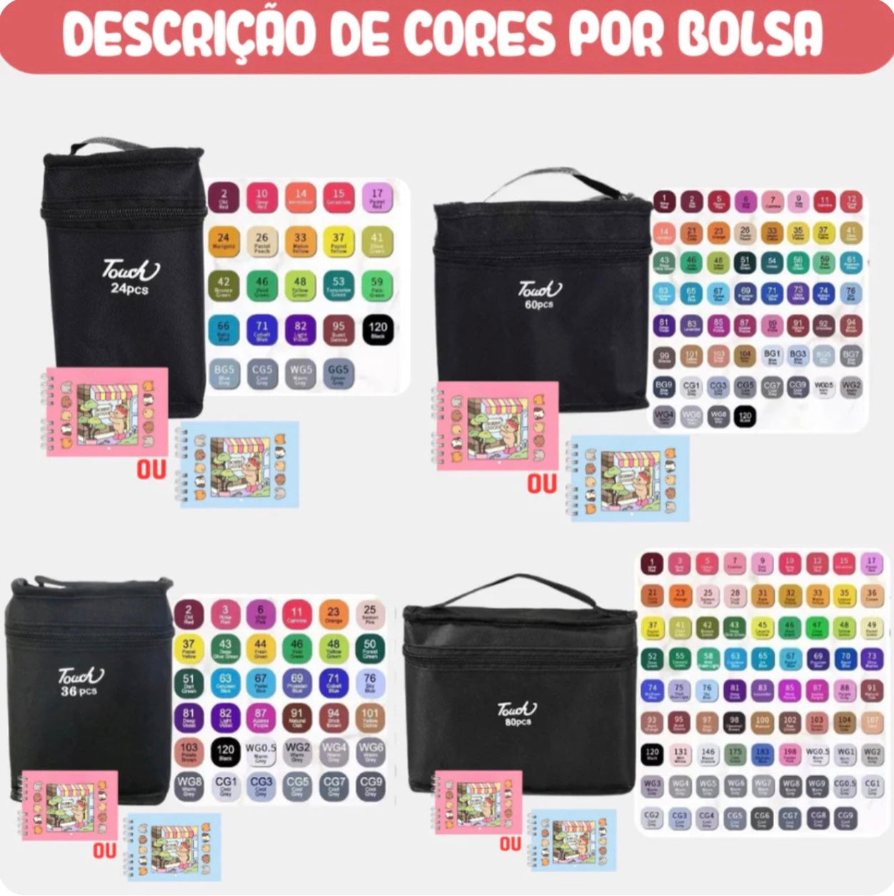 Kit Bobbie Goods com 100 Páginas + BRINDE - Livro de Colorir + Canetas Dupla Face