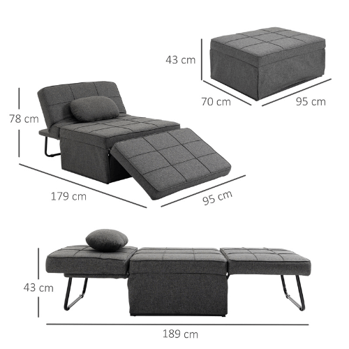 Puff Conforti Multifuncional 3 em 1 + 2 Travesseiros Brinde