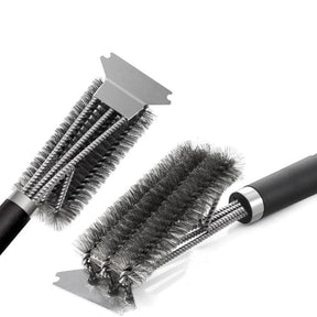 Escova de aço para churrasco, grelha e raspador, escova de limpeza de churrasco, ferramentas perfeitas, escova de limpeza de grelha, acessórios ideais para churrasco, antiaderente