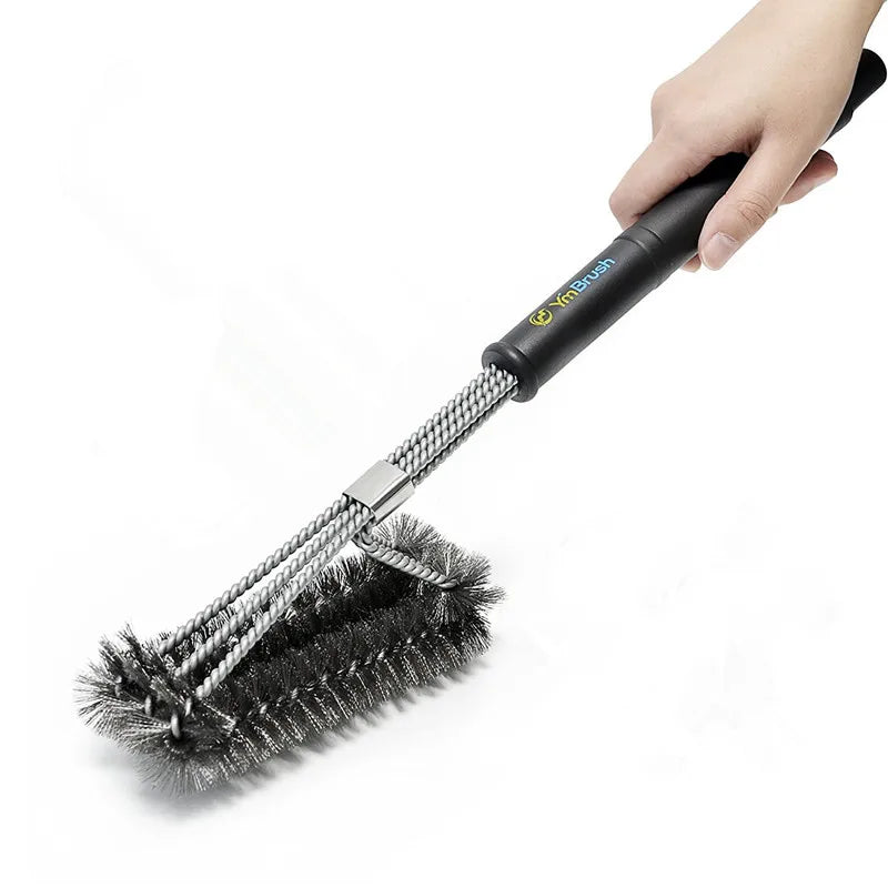 Escova de aço para churrasco, grelha e raspador, escova de limpeza de churrasco, ferramentas perfeitas, escova de limpeza de grelha, acessórios ideais para churrasco, antiaderente