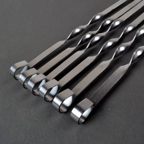 Espeto para churrasco de 50cm, 6 peças, aço inoxidável, varas largas, garfo plano para churrasco, acampamento ao ar livre, piquenique, utensílio para churrasco, acessórios de cozinha