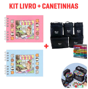 Kit Bobbie Goods com 100 Páginas + BRINDE - Livro de Colorir + Canetas Dupla Face