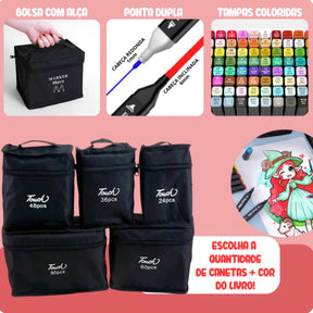 Kit Bobbie Goods com 100 Páginas + BRINDE - Livro de Colorir + Canetas Dupla Face