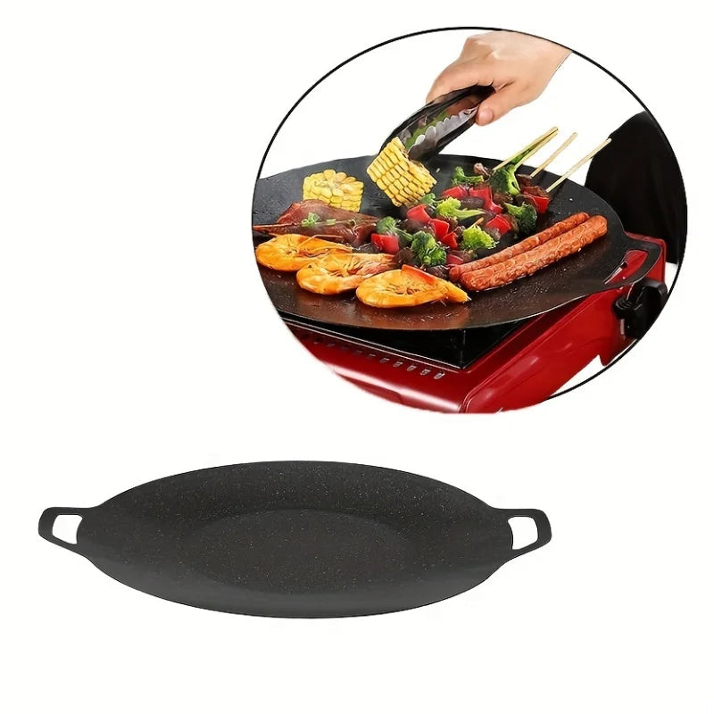 Grelha pan coreano redonda antiaderente placa de churrasco churrasqueira ao ar livre viagem acampamento frigideira acessórios de churrasco cozinha supplie