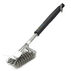 Escova de aço para churrasco, grelha e raspador, escova de limpeza de churrasco, ferramentas perfeitas, escova de limpeza de grelha, acessórios ideais para churrasco, antiaderente